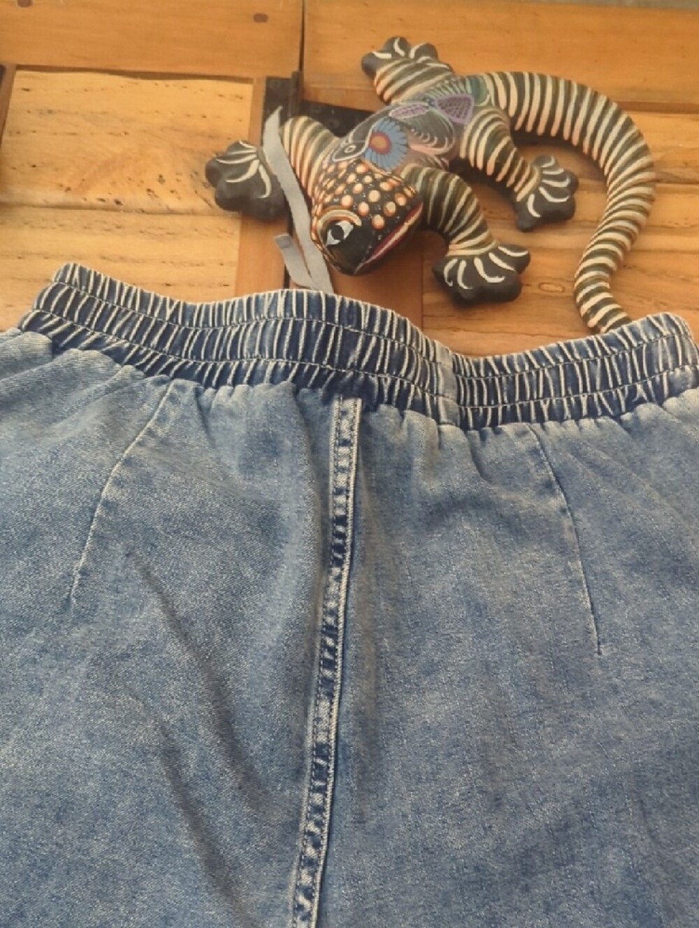 Blue Velvet Light Blue Denim Elastic-Waist Wide Legged Jeans - Picture 5 of 6